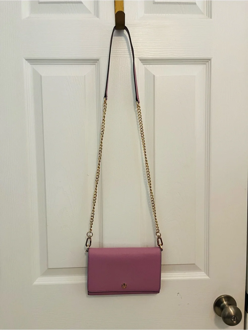 Tory Burch Robinson Chain Crossbody | Lavender Saffiano Leather | Gold Hardware